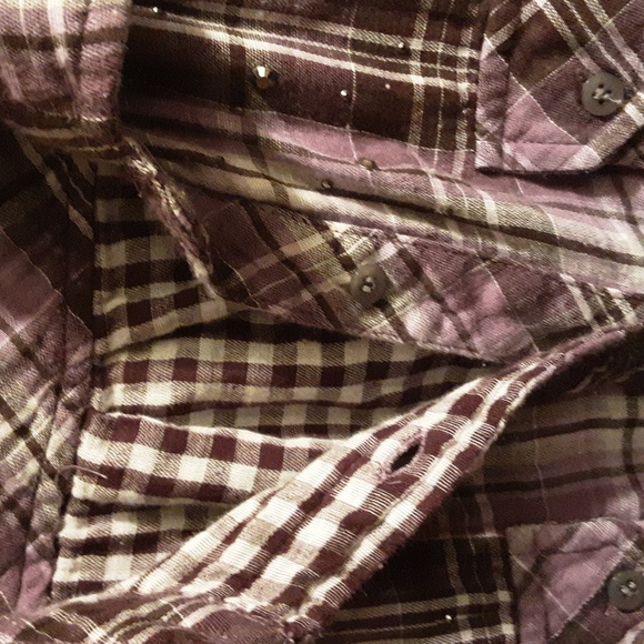 Fashion Bug Embellished Purple Plaid Cotton Flannel Woman's Large - Picture 6 of 7